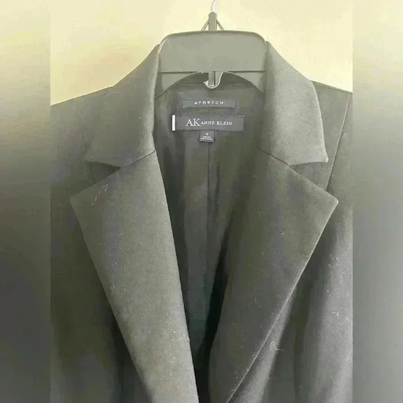 Classic stretch blazer crisp black size 8 Ak Anne Klein Two Button Suit Jacket - Picture 2 of 5